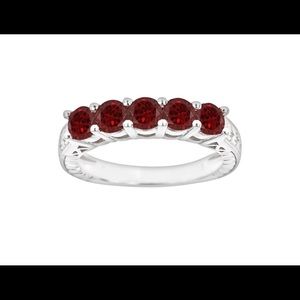 Sterling Silver Garnet Five-Stone Ring